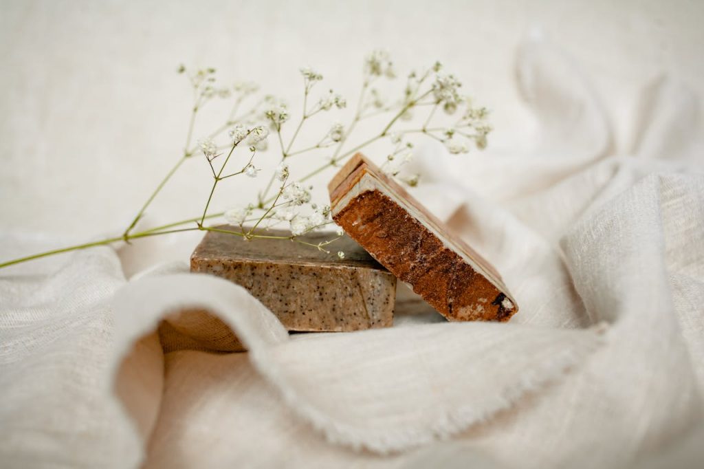 Natural skincare routine with organic products