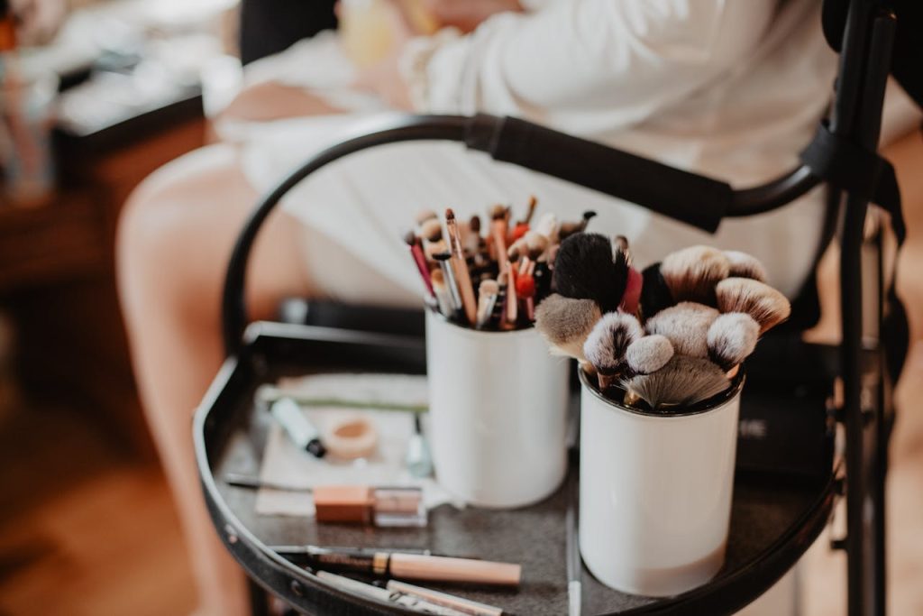 Woman applying natural skincare products